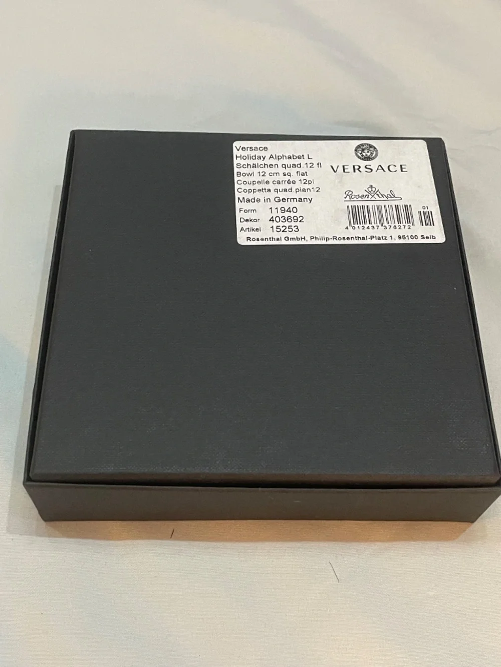 Versace Rosenthal Alphabet L Small Square Plate 12cm